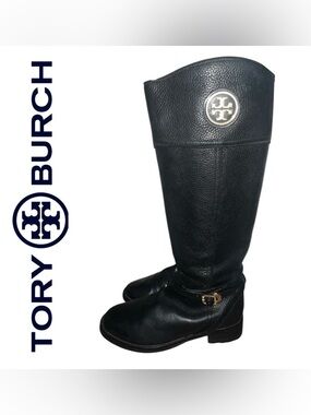 Tory Burch Black Leather Riding Boots